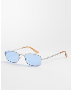ASOS Rectangle Metal Sunglasses - Blue