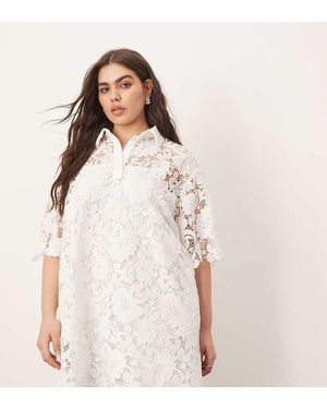 ARRANGE Vestido Corto Estilo Polo De Encaje De Curve - Rosa