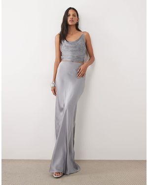 Mango Satin Maxi Skirt Co-ord - White
