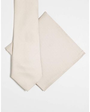 ASOS Tie And Pocket Square - Natural