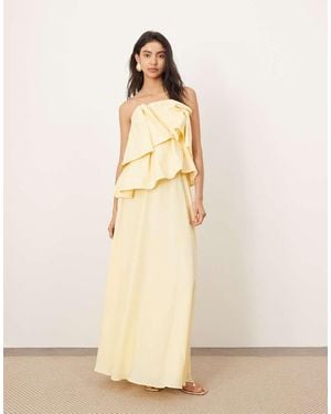 ARRANGE Origami Corset Bodice Maxi Dress With Soft Skirt - Natural