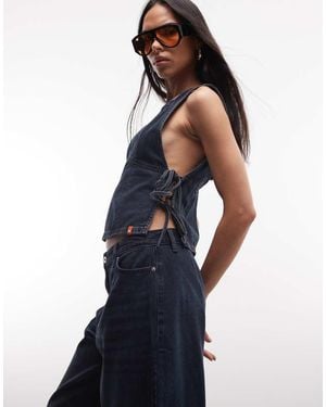 Collusion Denim Tie Side Top Co-Ord - Blue