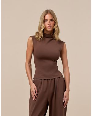Wanderdoll Alex Top Coordinato Con Collo Alto E Maniche Corte A Cappuccio - Marrone