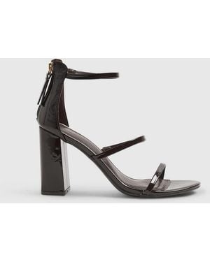 River Island Patent Triple Strap Block Heel Sandals - White