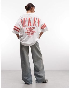 ASOS Weekend Collective Icon Oversized T-shirt With Stacked Back Logo - White