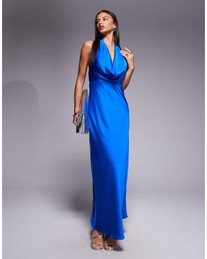 Forever New Satin Cowl Neck Maxi Dress - Blue