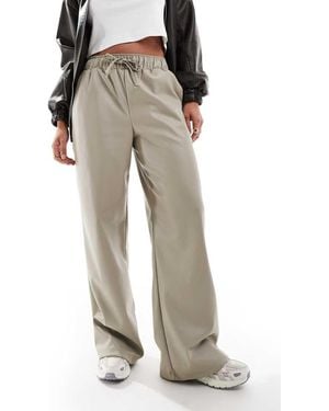 ASOS Faux Leather Wide Leg Pull On Trousers - Black