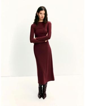 Pull&Bear Soft Draped Midi Dress - Red