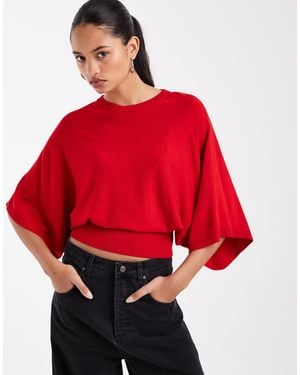 ASOS Knitted Batwing Waisted Top - Red