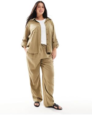 ONLY Linen Mix Pull On Pants - Metallic