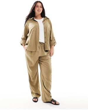 ONLY Linen Mix Pull On Pants - Metallic