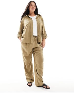 ONLY – schlupfhose aus leinenmix - Mettallic