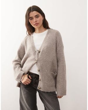 Noisy May Oversized Knitted Cardigan - Natural