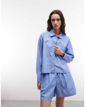 Obey Camisa Azul A Rayas Leisure (Parte De Un Conjunto)
