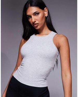 4505 Plush Lightweight Ribbed Racer Vest With Inner Bra And Removeable Padding - Purple