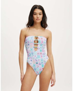 Cotton On Cut Out Strapless One Piece Brazilian - Blue