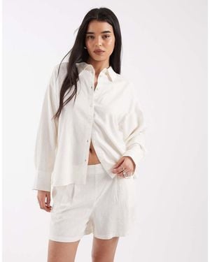 JJXX Co Ord Linen Blend Shorts - White