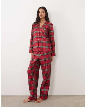 Ralph Lauren Long Sleeve Brushed Cotton Pyjama Set - Red
