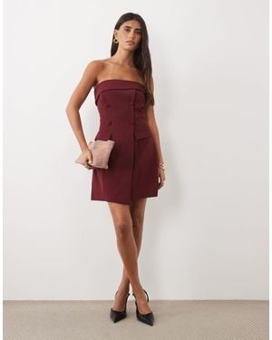 TFNC London Premium Crepe Bandeau Tailored Button Detail Mini Dress