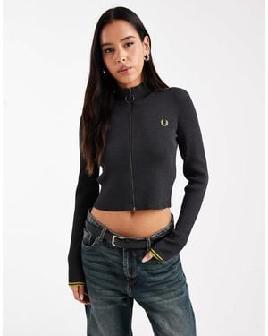 Fred Perry Pull zippé - foncé - Noir