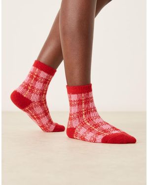 Accessorize Geruite Behaaglijke Sokken - Rood