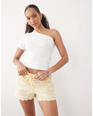 River Island Cutwork Shorts - Natural
