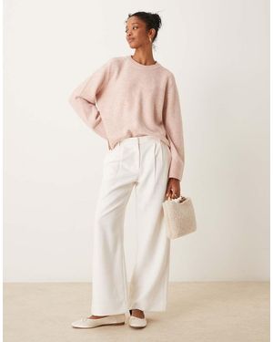 Abercrombie & Fitch Wide Leg Tailored Trousers - Natural