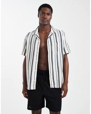 ASOS Regular Fit Revere Stripe Textured Shirt - White