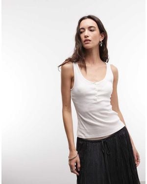Weekday Henley Vest Top - White