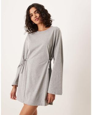 ASOS – seitlich gebundenes, langärmliges minikleid - Grau