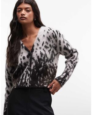 AllSaints Cárdigan De Punto Estampado Tabby En Negro/Blanco - Gris