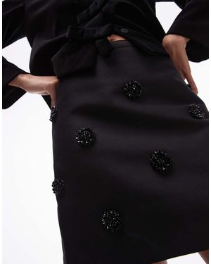 ARKET Satin Mini Skirt With Deco Beading Embellishment - Black