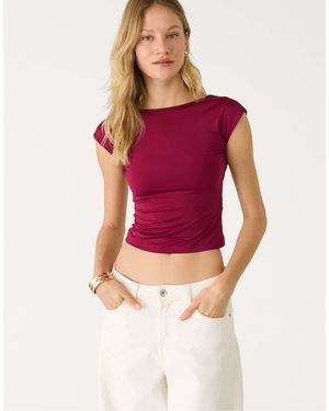 Stradivarius T-shirt à dos ouvert - bordeaux - Rouge