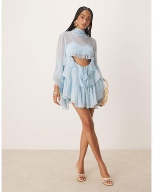 Bardot Anyssa Ruffle Mini Dress - Blue