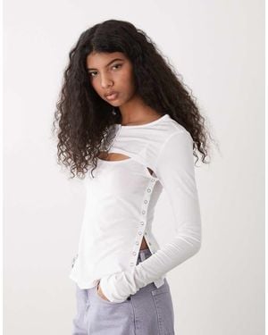 Weekday Bolero Detail Long Sleeve Top - White