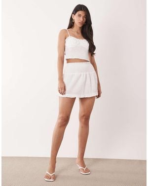 Aria Cove Cotton Blend Shirred Detail Frill Hem Cami Top Co-Ord - Pink