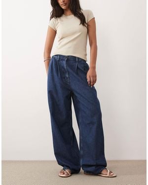 ARKET Wide Leg Pleated Jeans - Blue