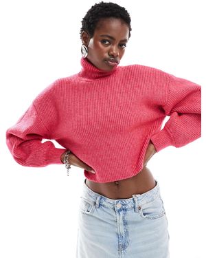 Monki – kurzer, hochgeschlossener pullover - Rot