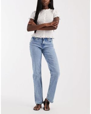 Pieces Kelly Mid Waist Straight Leg Jeans - Blue