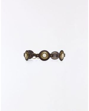 Bershka Stone Medallion Belt - White