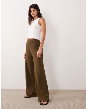 ASOS Compact Knitted Straight Leg Trouser Co-Ord - Natural