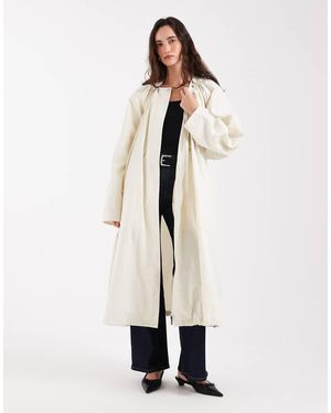 ASOS Cinched Longline Bubble Hem Trench Coat - Natural