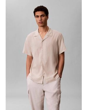 Calvin Klein Linen Blend Classic Button-Down Shirt - Grey