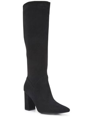 SEQWL Wide Fit Pointed Toe Block Heel Knee High Boots - Black