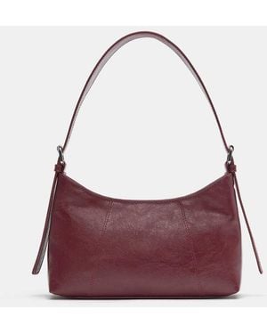 Pull&Bear Topstitched Shoulder Bag - Purple