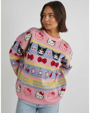 Skinnydip London London Hello Kitty Stripe Knitted Jumper - Grey