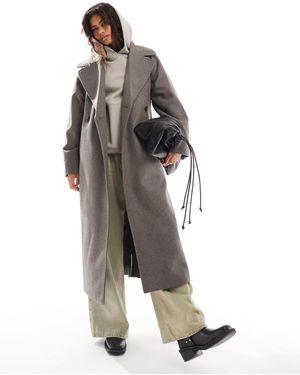 Weekday Kia Wool Blend Oversized Coat With Tie Waist Detail - Grey