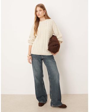 Aware Pull oversize en maille torsadée épaisse - crème - Bleu