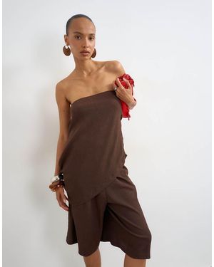 TOPSHOP Crinkle Asymmetric Bandeau - Brown