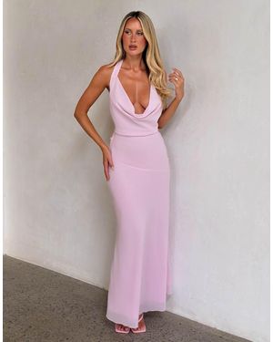 Tiger Mist Zyla Chiffon Halter Cowl Neck Fishtail Maxi Dress - Pink